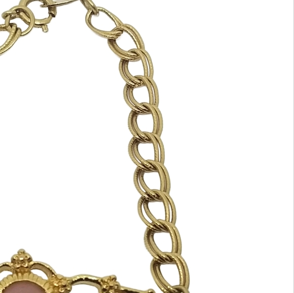 AVON 1993 GOLDTONE & GENUINE ROSE QUARTS DAINTY CHAIN BRACELET - Picture 6 of 8